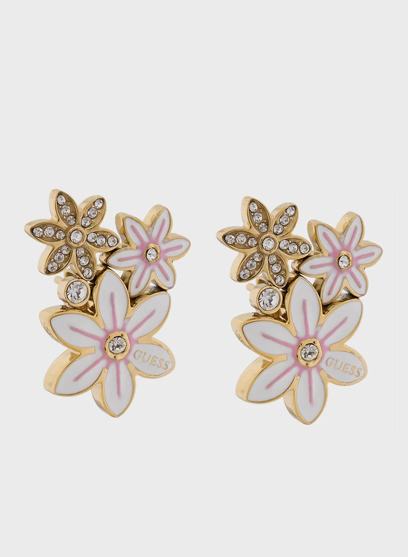 جس Flower Detail Stud Earrings