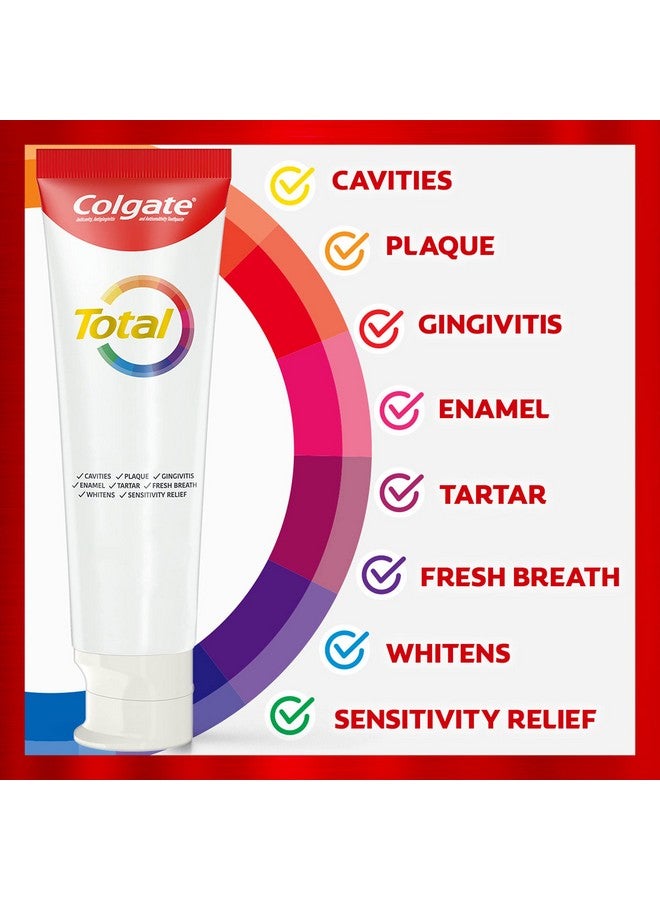 كولجيت معجون أسنان كولجيت لتبييض الأسنان الكامل بالفلورايد، 10 فوائد، بما في ذلك تخفيف حساسية الأسنان وإزالة البقع، بنكهة النعناع، 5.1 أونصة (عبوة من 4 قطع) - Image 2