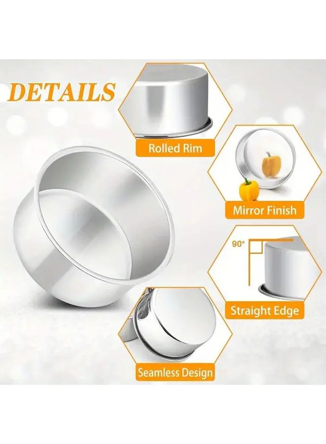 4 Inch 4 Piece Solid Bottom Cake Pan Set Stainless Steel Round Baking Pans Leakproof Easy Clean Mirror Finish Easy Mould Removal For Birthday Wedding Kitchen Party Holiday - Image 2