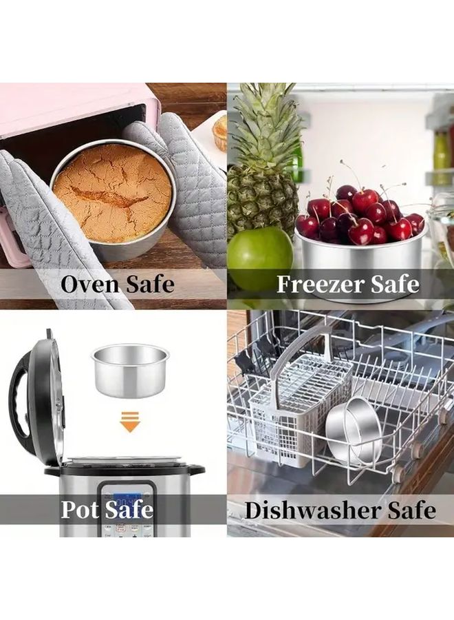 4 Inch 4 Piece Solid Bottom Cake Pan Set Stainless Steel Round Baking Pans Leakproof Easy Clean Mirror Finish Easy Mould Removal For Birthday Wedding Kitchen Party Holiday - Image 5