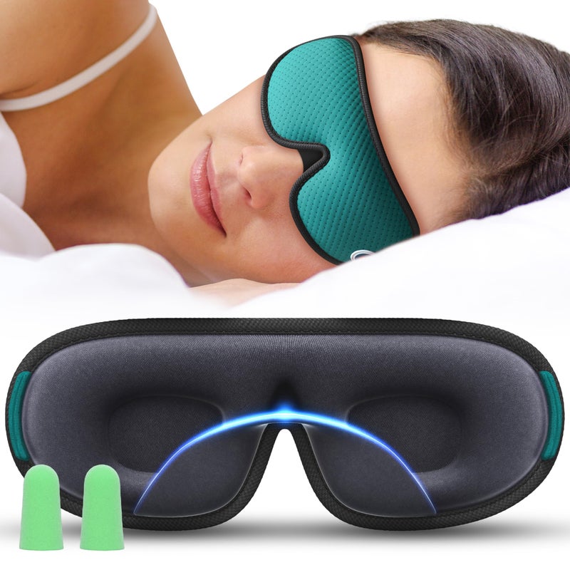 Medi Grade Cotton Sleep Mask with 3D Eye Mask Memory Foam - Travel Sleeping Mask for Women and Men with 4 Ear Plugs, Carabiner and Storage Bag - Blackout Sleep Mask Light Blocking - Sleep Eye Mask - Image 1