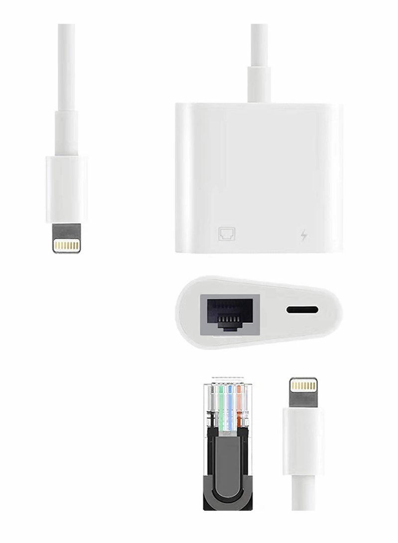 SOLARAE Lightning to RJ45 Ethernet LAN Network Adapter with Charge Port for Select iPhone, for iPad Models 100Mbps Charging Plug and Play - Image 3