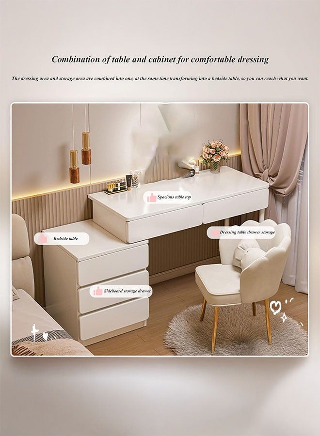 LEDIN Modern Minimalist White Dressing Table with Storage Drawers – Makeup Vanity Desk - Image 4