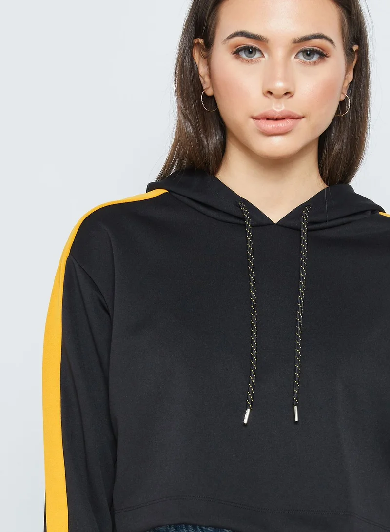 FOREVER 21 Side-Striped Cropped Hoodie