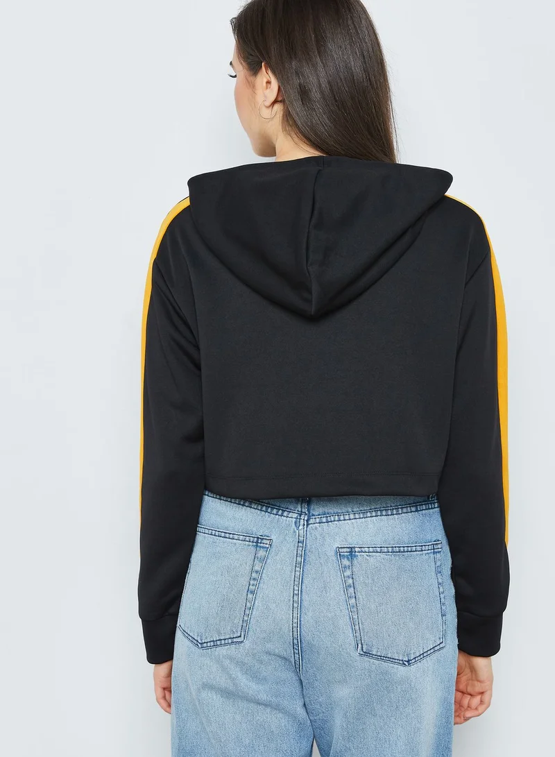 FOREVER 21 Side-Striped Cropped Hoodie