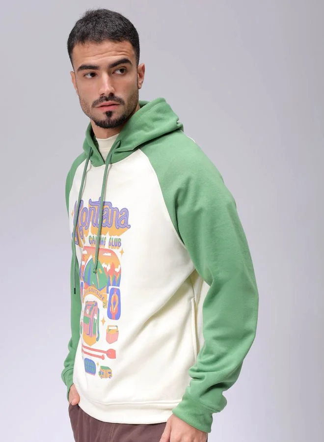 The Indian Garage Co Men Regular Fit Placement Print Overhead Hooded Sweatshirt