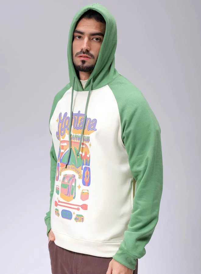The Indian Garage Co Men Regular Fit Placement Print Overhead Hooded Sweatshirt