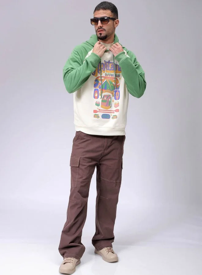 The Indian Garage Co Men Regular Fit Placement Print Overhead Hooded Sweatshirt