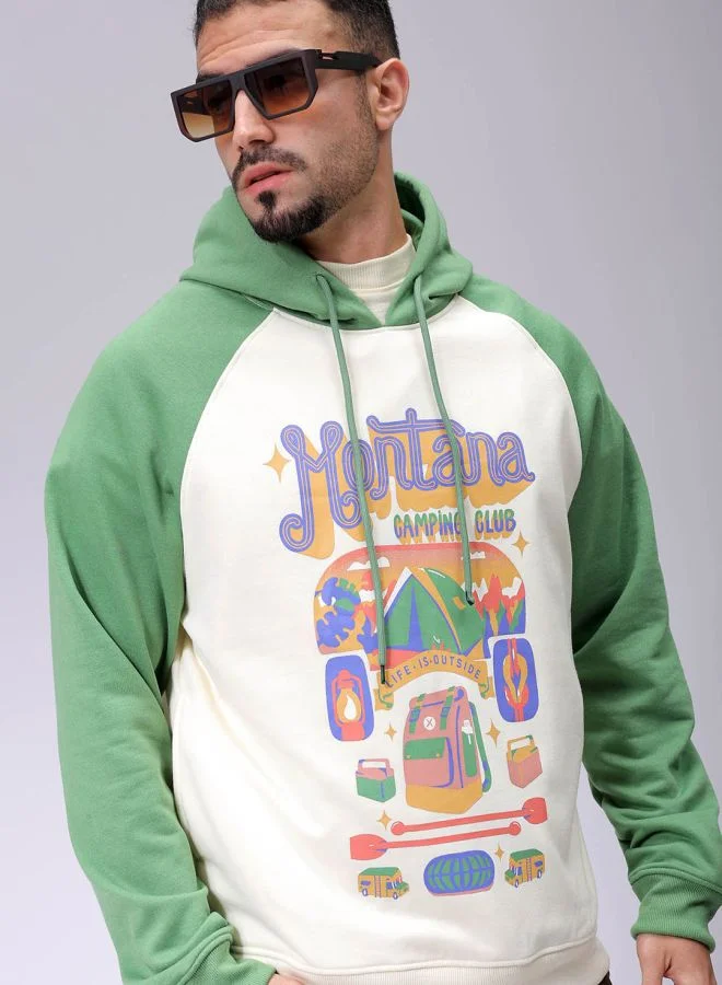 The Indian Garage Co Men Regular Fit Placement Print Overhead Hooded Sweatshirt