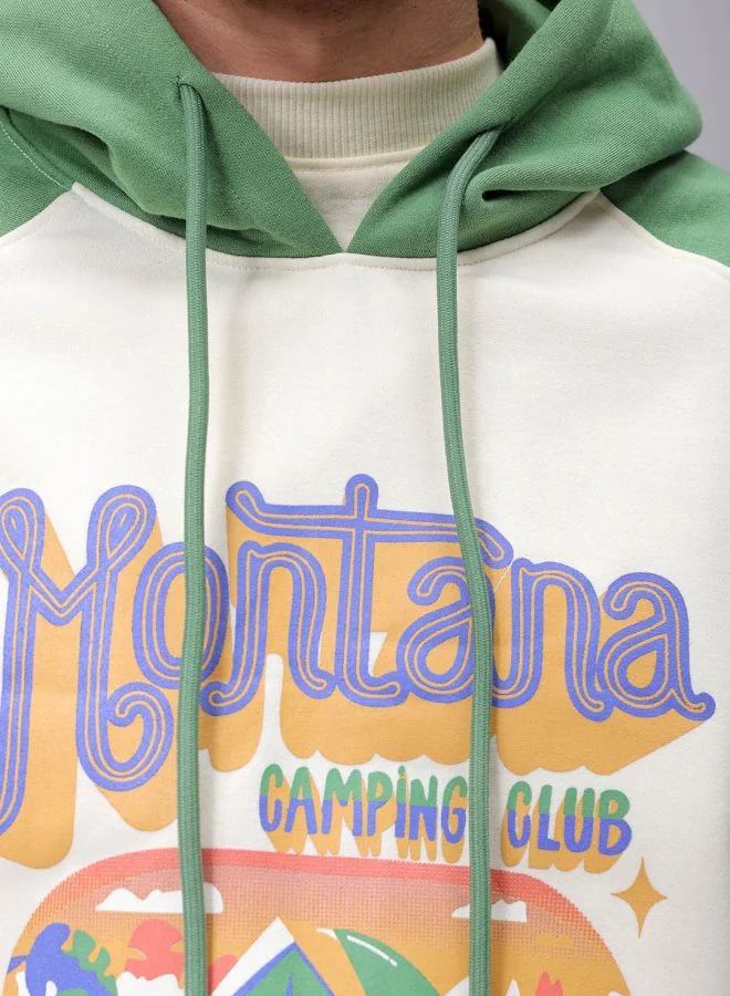 The Indian Garage Co Men Regular Fit Placement Print Overhead Hooded Sweatshirt
