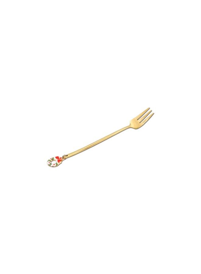 Creative Christmas Stainless Steel Tableware Coffee Mixing Dessert Spoon Fork Hand Gift Set
