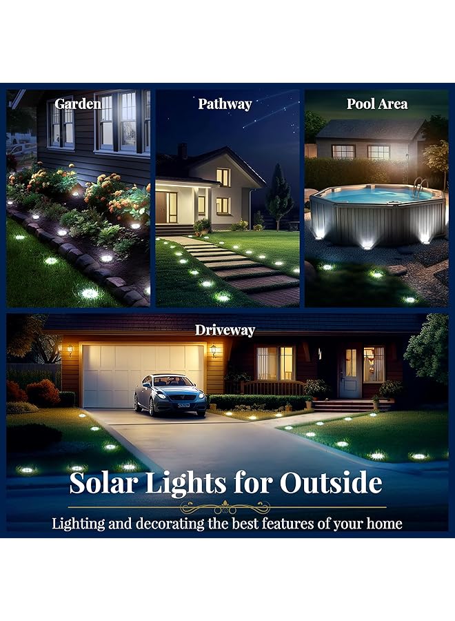 erorex Solar Ground Lights 8 Pack Solar Lights Outdoor Waterproof 8 Led Solar Powered Landscape Lighting For Garden Yard Patio Pathway Driveway Walkway Cool White - Image 2