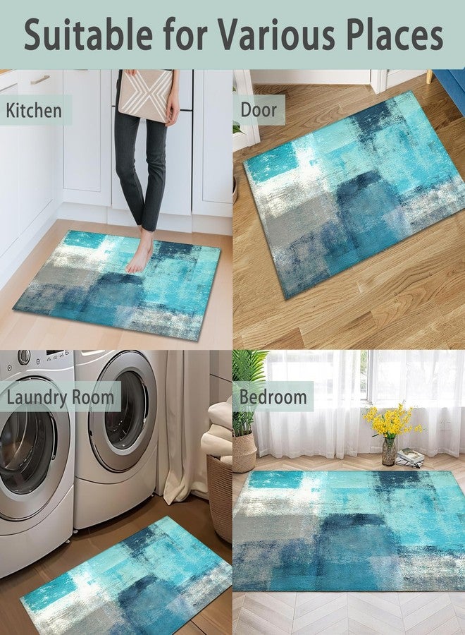IGPPDO Welcome Mats Abstract Blue Gray Texture Indoor Front Door Mats for Home Entrance, Super Non-Slip Floor Mats for Home Entryway, Outdoor Welcome Mat, Easy Clean, 17x 30 inch - Image 3