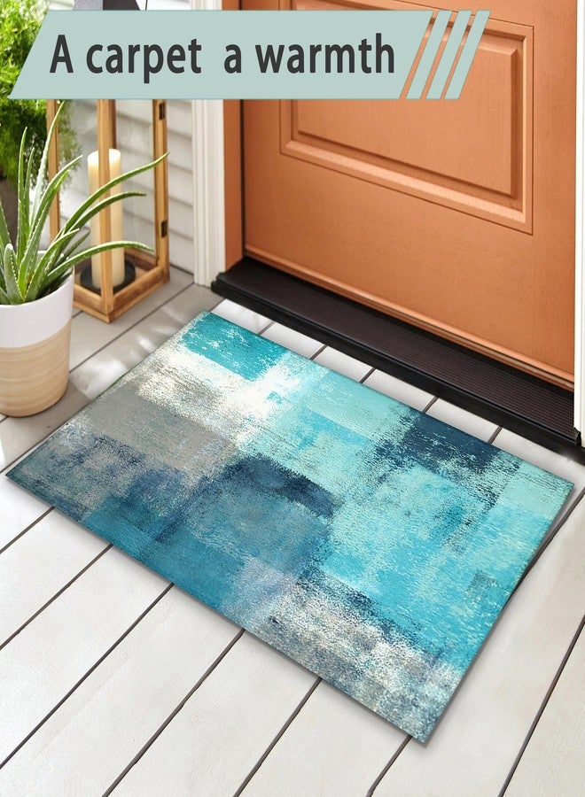 IGPPDO Welcome Mats Abstract Blue Gray Texture Indoor Front Door Mats for Home Entrance, Super Non-Slip Floor Mats for Home Entryway, Outdoor Welcome Mat, Easy Clean, 17x 30 inch - Image 2