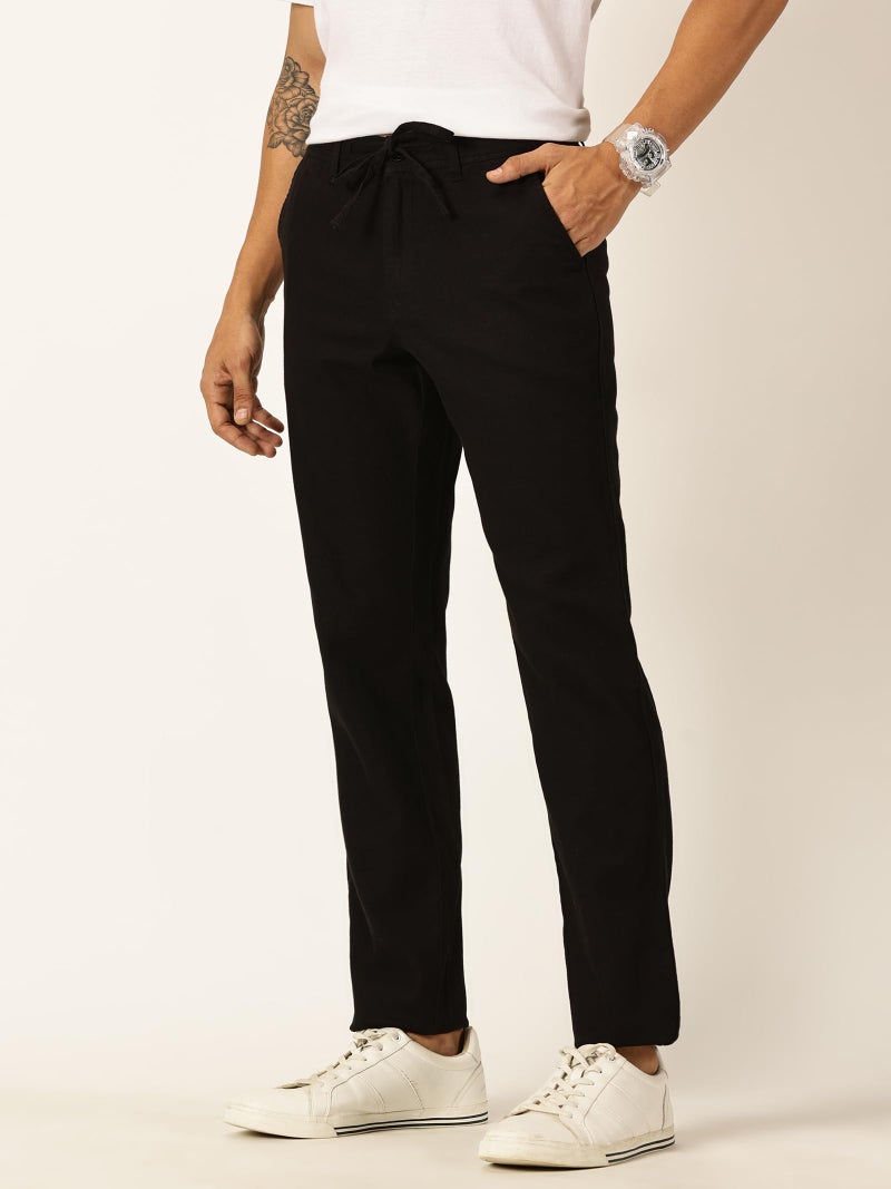 Thomas Scott Men's Mid-Rise Cotton Linen Smart Chino Trouser (Black, 32) - Image 3