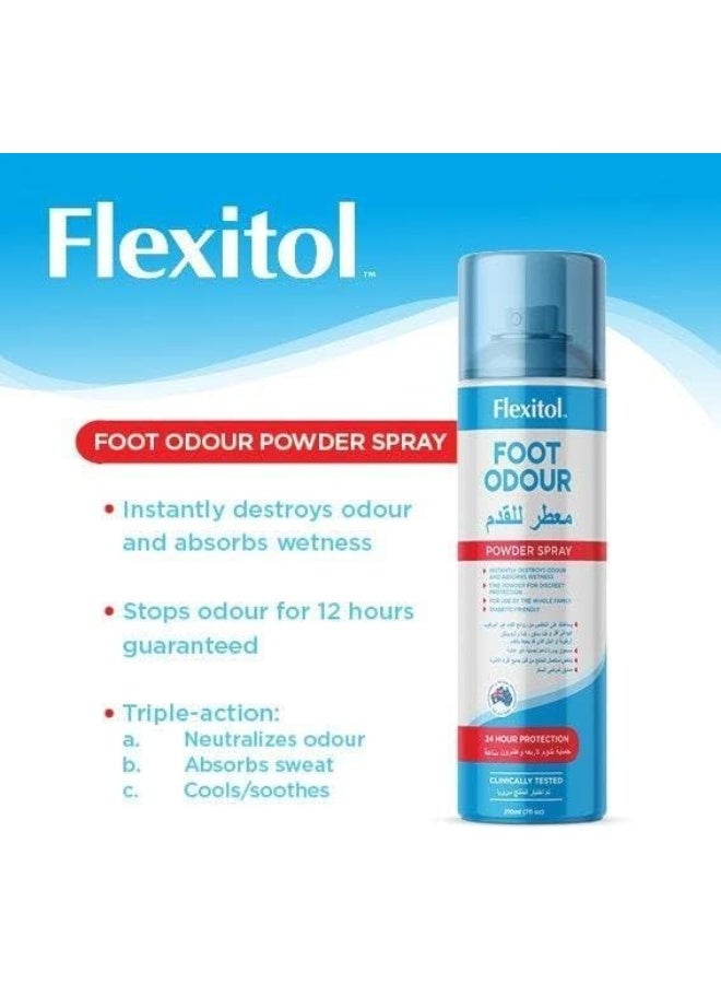 Flexitol Foot Odour Control Powder Spray 24 Hours Protection Absorb Sweat Cool Feet Diabetic Friendly 210 ml - Image 3