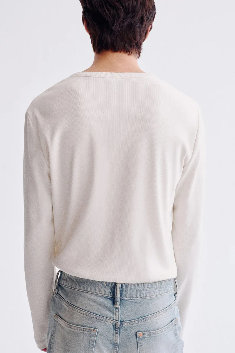 H&M  Slim Fit Ribbed Henley shirt for Men | Best Price UAE