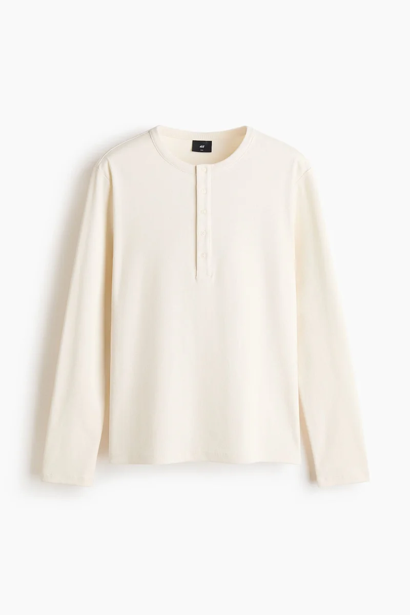 H&M  Slim Fit Ribbed Henley shirt for Men | Best Price UAE