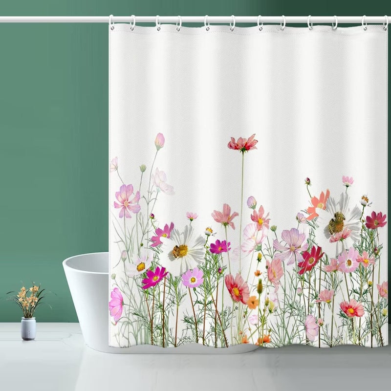 Niidder Shower Curtain  Flower Shower Curtain  Waterproof Bathroom Shower Curtains  -72 ""W x 72"" L/Shower Curtains for Bathroom Cloth Shower Curtain with 12 Hooks - Image 1