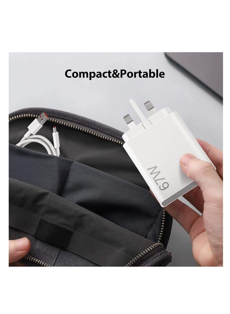 عام 67W USB C Plug Fast Charger for Xiaomi, USB Plug Charger UK Power Adapter for Xiaomi 14/14T/13T /13 Lite / 13 Pro/ 12 Mi Redmi Note 14/13/12/11/10 Pro/12X/11T/Pad 7 6/POCO X7/X6/X5/X4 Type C UK Powe - Image 4