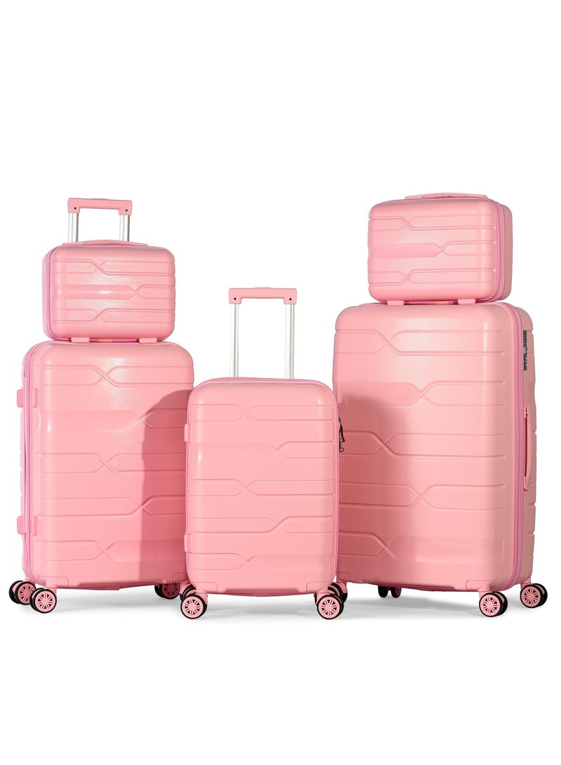 Milano Complete 5 Piece Luggage Set Size 12/14/20/24/28 - Made of Unbreakable Polypropylene - Image 1