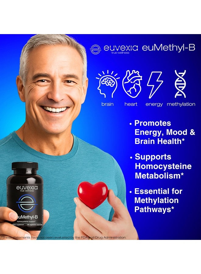 Euvexia L ميثيل فولات نشط 5-MTHF بالإضافة إلى ميثيل B12 - مركب B ميثيل مع B2 B6 B9 B12 NAC L-سيرين TMG بيتايدين HCL L ميثيل فولات - يدعم الهوموسيستين والقلب والمزاج والدماغ - د. إيكبرغ - بدون حمض الفوليك - Image 3
