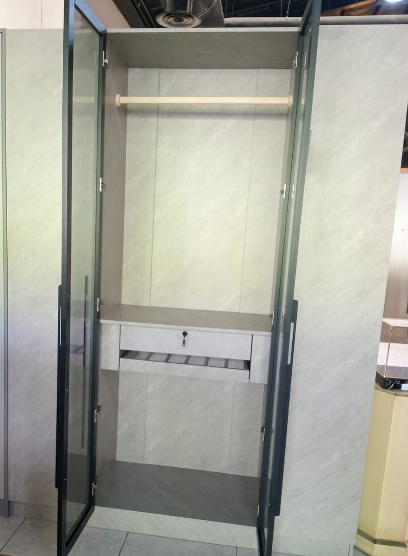 Generic WARDROBE-4 DOOR, MIDDLE 2 DOOR GLASS, MARBLE FINISH,  - Image 3