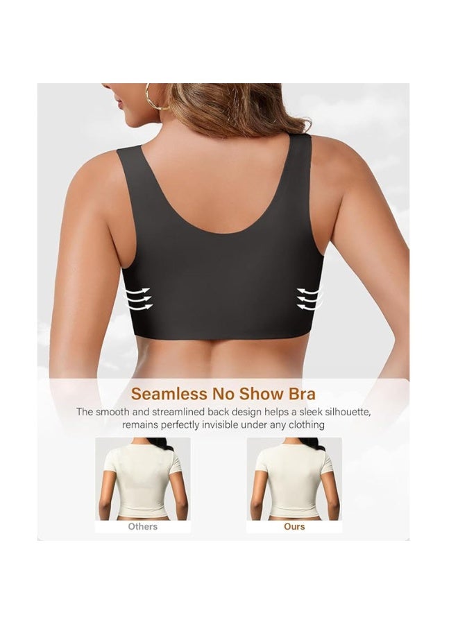 Women’s Seamless Cami Bras Built-in Support, Wireless Push Up Bra Full Coverage, V-Neck Padded Comfort Bralette for Daily Wear - Image 2