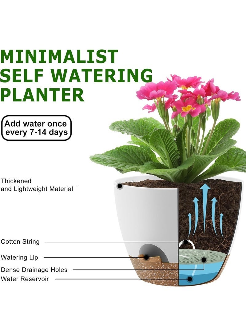 Arabest 5 PCS Plant Pots, Self Watering Pots, Plastic Planters with Drainage Holes and Saucers,Plastic Flower Pots,Nursery Planting Pot for Indoor Out Door Plants (10/9/8/7.5/7 Inch) - Image 4
