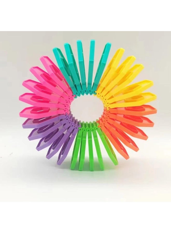 1st Choice Rainbow Fidget Loop Toy, Stress and Anxiety Relief Sensory Toys, Interlocking Foldable Plastic Link Toy for Kids and Fidgeters - Image 2