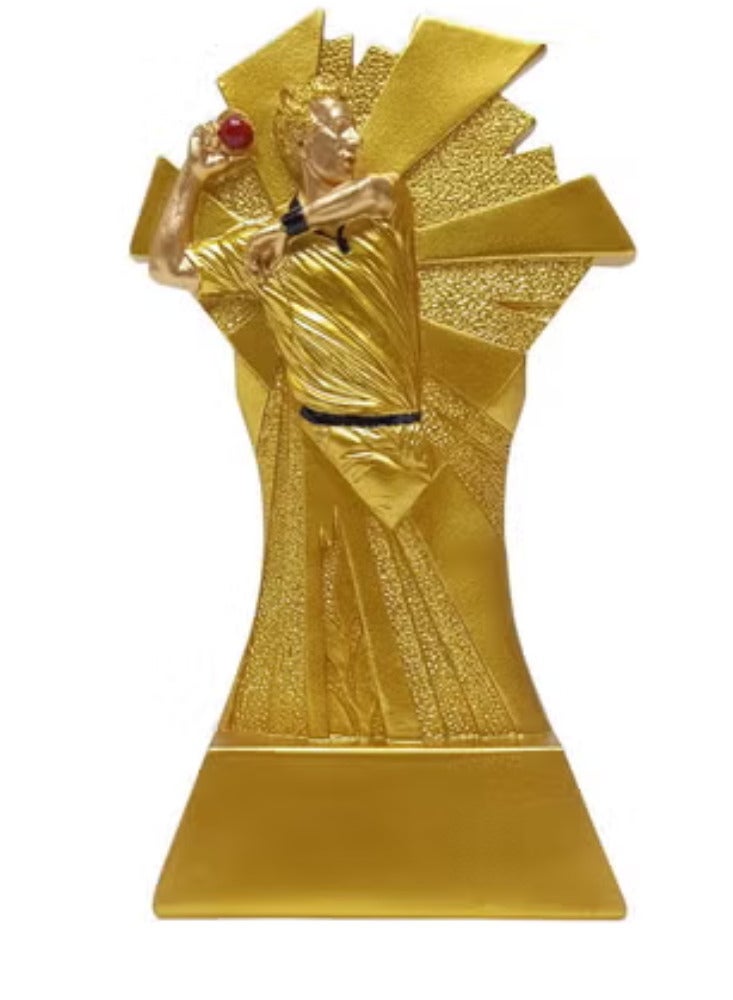 Spall Gold Finish Cricket Trophy – Resin Sports Award for School, Club, and Tournament Recognition - Image 1