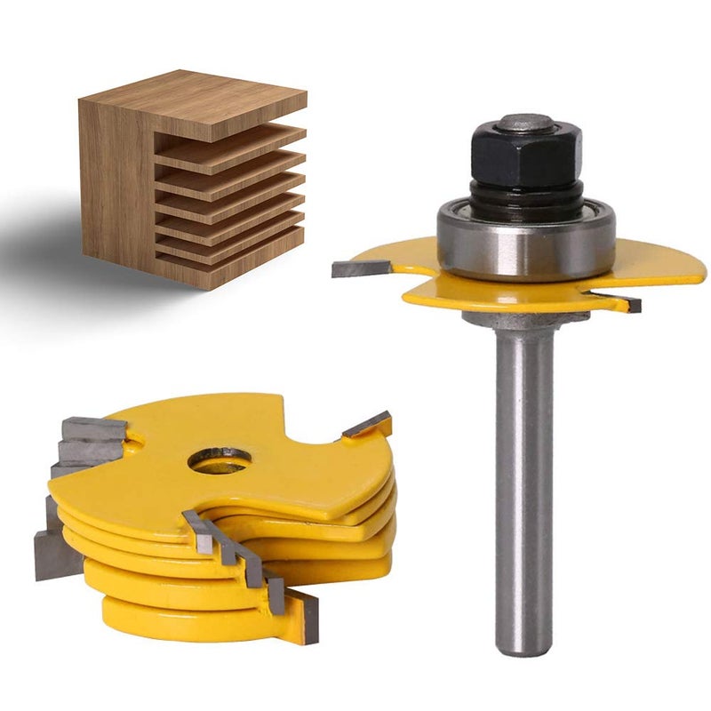 Yakamoz 1/4 Inch Shank 3-Wing Adjustable Slot Cutter Router Bit Set with Bearings | 6-Picecs Slotting Cutting Blades, 1/2 Inch Cutting Depth, 6 Different Cutting Widths - Image 3