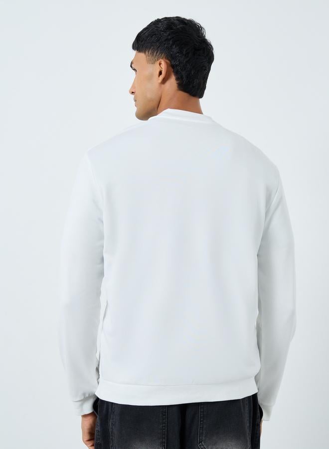 Take Two Men White Text Print Bomber Jacket - Image 5