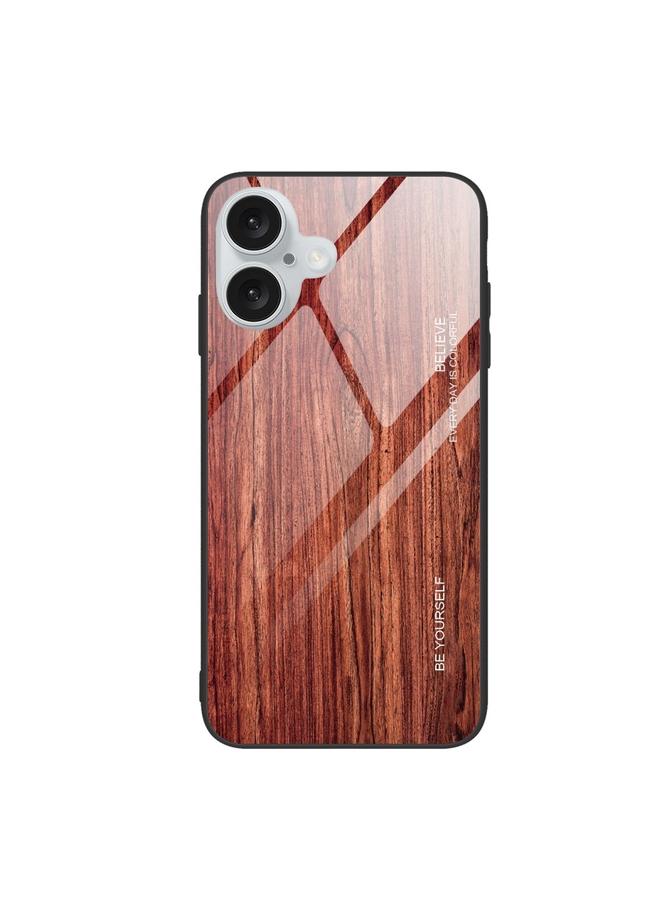 اس-توب جراب هاتف iPhone 16 Plus مصنوع من الزجاج المحبب الخشبي - Image 1