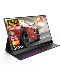 HILUKE 2.5K 60Hz 14'' Portable Gaming Monitor, FreeSync Compatible, 10Bit, HDR, Dual Speakers, HDMI USB-C, PC/PS5/Switch/XBOX, Built-in Kickstand with Cover, for Home/Office/Esports  - Image 1