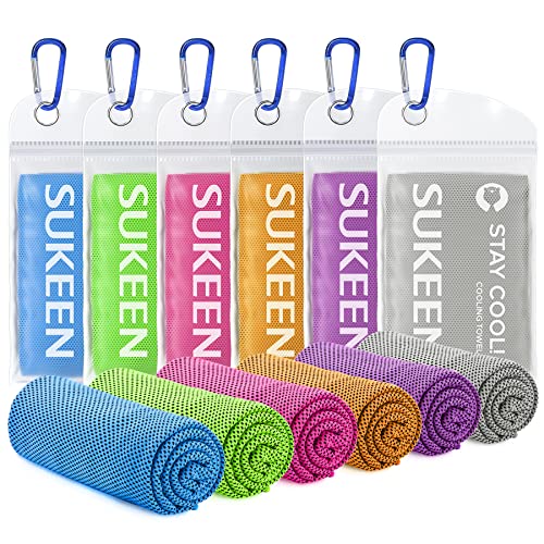 Sukeen Cooling Towels 6 Pack 40x 12 Cooling Towels for Neck and Face Cooling Rags Lightweight Soft Breathable Towels for Yoga Sport Workout Running Gym Camping Fitness - Image 1