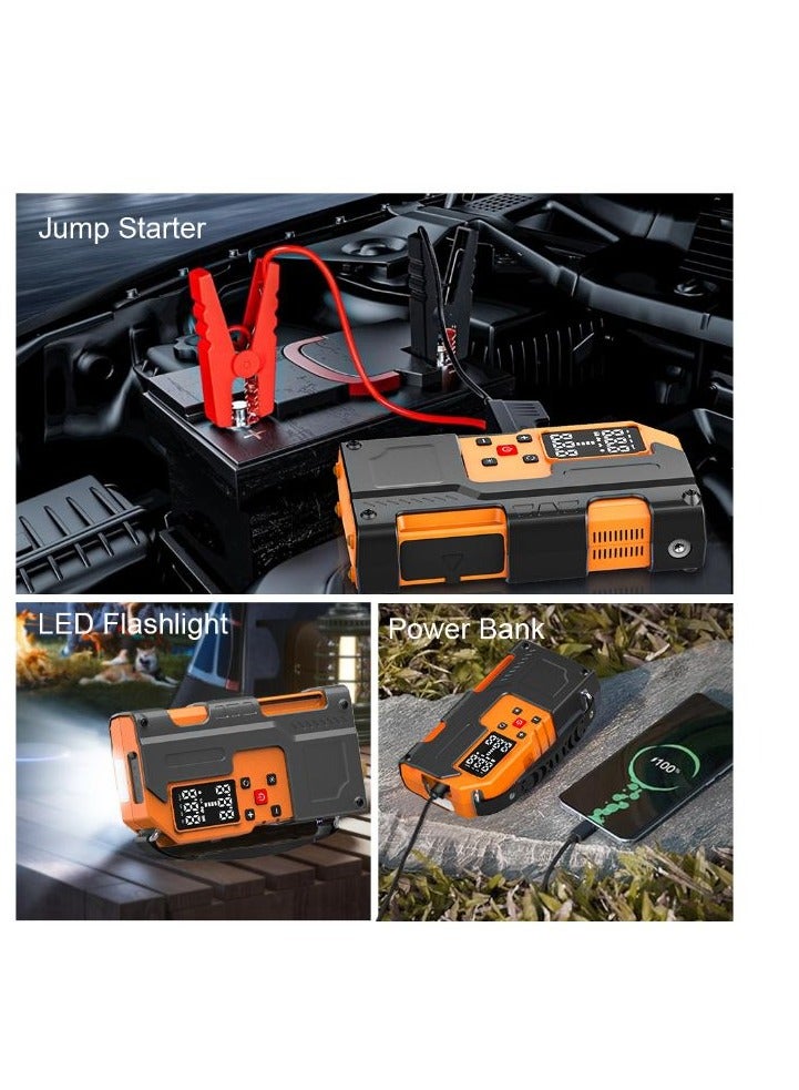 Generic Jump Starter With Tire Inflator Portable Air Compressor Car Air Pump 150PSI Cordless 22 Cylinder Air Inflation with Lighting, Power Bank, Fits Car Tires, Motorcycles, Bikes, Balls  - Image 3
