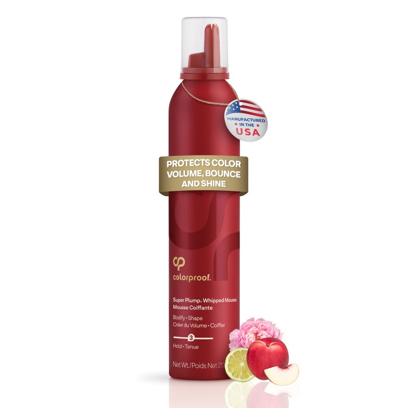 Colorproof Super Plump Whipped Bodifying Hair Mousse 7.5 Fl. Oz. Color-ProtectingMousse for Hair Volume, White Nectarine, Peony & Citrus Scent - Image 1