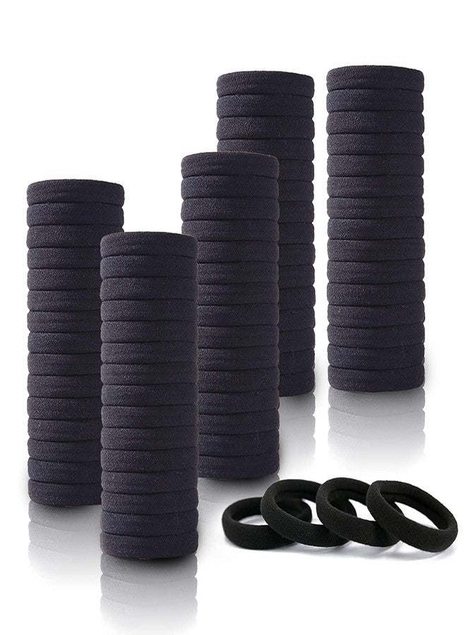 Rock World 30Pcs Black Hair Ties, Seamless Cotton Thick Black Hair Band, Elastic Hair Ties No Damage Ponytail Holder - Image 1