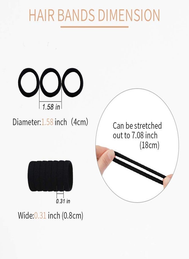 Rock World 30Pcs Black Hair Ties, Seamless Cotton Thick Black Hair Band, Elastic Hair Ties No Damage Ponytail Holder - Image 2