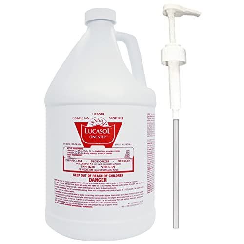 Lucasol One Step Disinfectant, 1 Gallon Disinfectant & Attachable Dispenser Pump Combo, All Purpose Cleaner Disinfectant Spray For Hospitals, Schools, Salons, Household Cleaning And More. - Image 1
