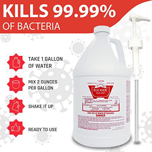 Lucasol One Step Disinfectant, 1 Gallon Disinfectant & Attachable Dispenser Pump Combo, All Purpose Cleaner Disinfectant Spray For Hospitals, Schools, Salons, Household Cleaning And More. - Image 2