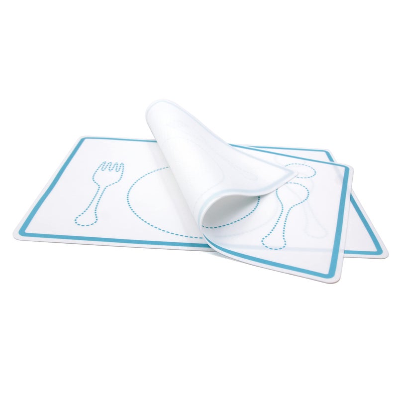 Kiddison Silicone Montessori Placemat for Kids Set of 2  12.6 x 9.1 Inches (White and Blue) - Image 2