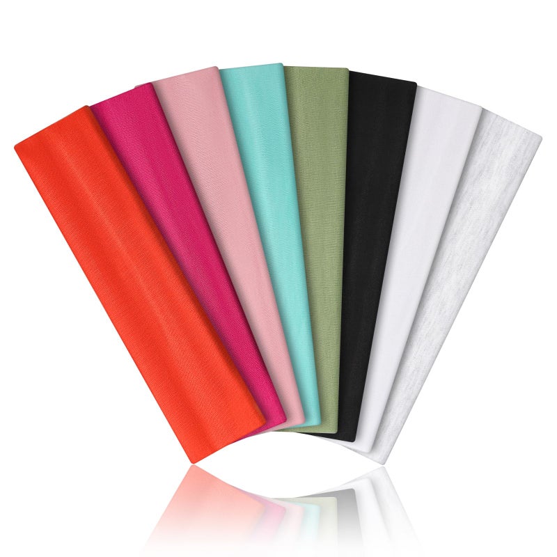 ZeroDotZero 8PCS Soft Elastic Stretch Workout Sports Headbands for Women - Soft Cloth, Sweat-Absorbing, Colourful Athletic Headbands for Girl's Hair, Ideal for Yoga,Running and Gym (Gray) - Image 1