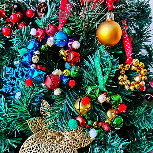 Winlyn 475 Set Christmas Jingle Bell Wreath Christmas Tree Ornaments Craft Kit Jingle Bell Metallic Chenille Stems Glitter Pom-Poms Ribbon Assortment for Kids Holiday Xmas Bracelets Necklaces Artwork - Image 3