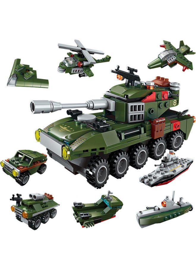 Enlightenment Building Blocks Compatible With Lego Toys Children's Puzzle Assembled Small Particles Boys' Fit Robot Boxed Puzzle-Color:Type 09 Armored Vehicle 8 Boxes (enlightenment 1803)  - Image 1