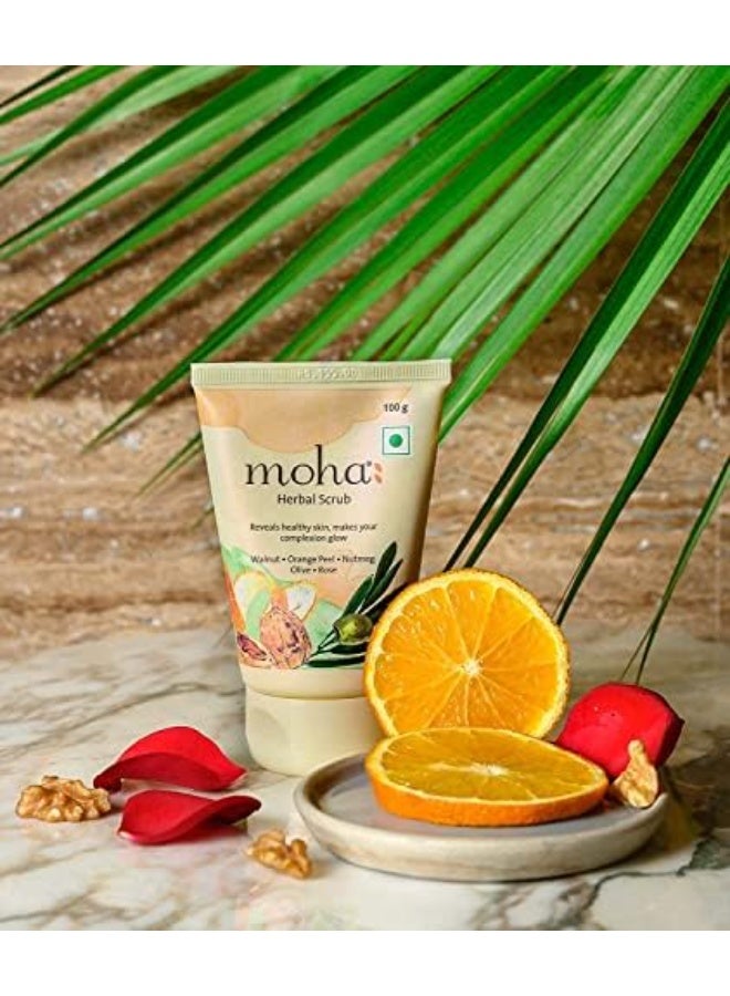 Moha: Herbal Scrub, walnut,Orange peel,Nutmeg,Olive,Rose,100g *2 - Image 3