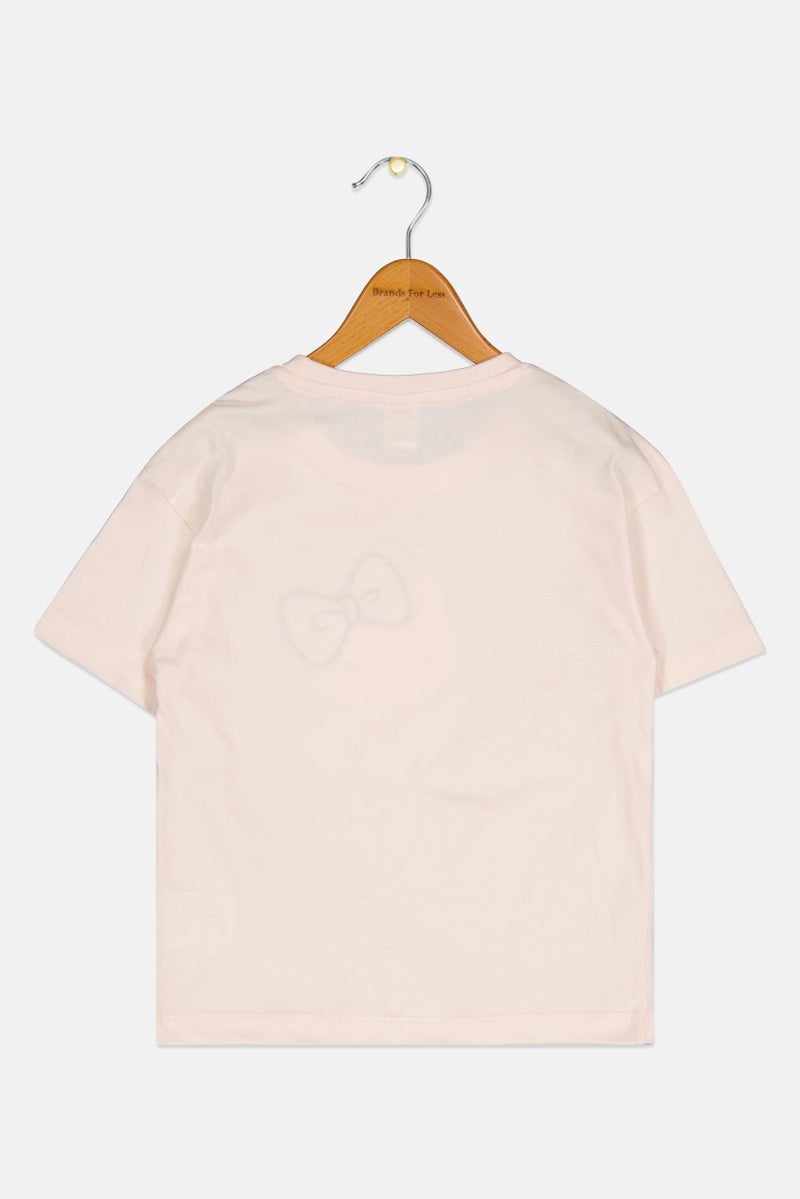 Hello Kitty تي شيرت قصير الأكمام بنقشة جرافيك للبنات، وردي - Image 2