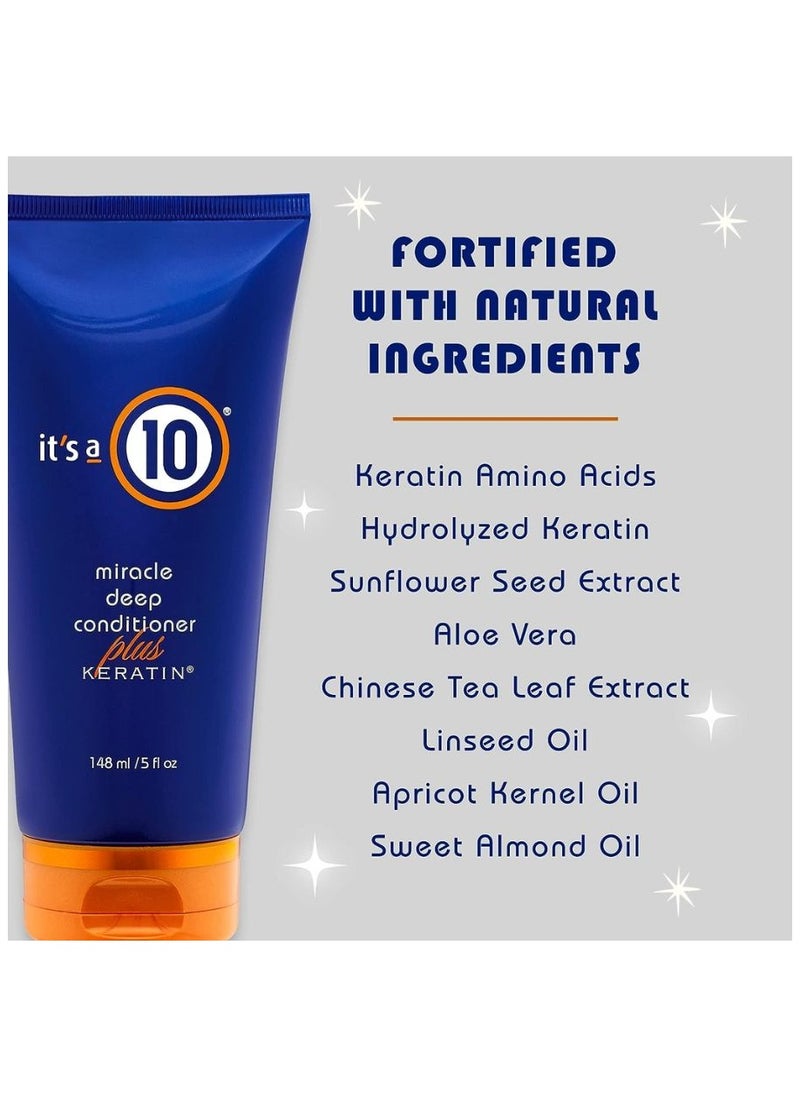إتس آ تين It's a 10 Miracle Deep Conditioner Plus Keratin، لتجديد الشعر، الكيراتين والصبار، حماية من الحرارة، شعر ناعم ولامع 5 أونصة سائلة  - Image 4