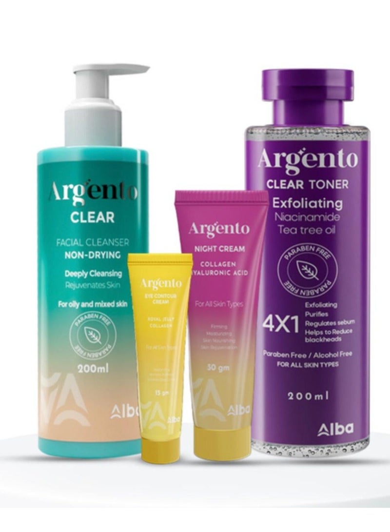 Argento clear 200 ml + toner 200 ml+ night cream 60 gm + eye contour cream 30 g - Image 1